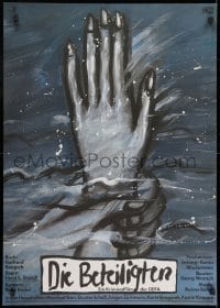 8t763 DIE BETEILIGTEN East German 23x32 1989 Gerhat Brandt art of hand emerging from water!