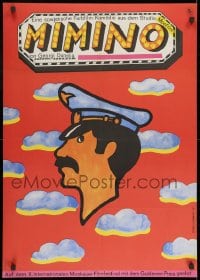8t785 MIMINO East German 23x32 1978 art of pilot's head in the clouds by Schulz & Labowski!
