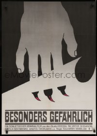 8t797 OSOBO OPASNIYE East German 23x32 1981 different art of hand with red nails by Jo Frische!