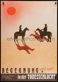 8t812 VSTRECHA V UZCHELYE SMERTY East German 23x32 1981 Mohrdel art of man and woman on horseback!