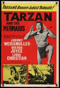 8t211 IVANHOE /TARZAN & THE MERMAIDS HEAVILY TRIMMED British quad 1960s Johnny Weissmuller in title role, different!