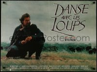 8t237 DANCES WITH WOLVES French 24x32 1991 cool different image of Kevin Costner & buffalo!