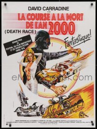 8t238 DEATH RACE 2000 French 24x32 1976 art of killer cars, David Carradine & sexy Simone Griffeth!