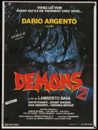8t239 DEMONS 2 French 23x31 1987 Dario Argento, Lamberto Bava directed, horror art!