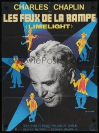 8t242 LIMELIGHT French 23x31 R1970s Charlie Chaplin art & close-up by Kouper & Boumendil