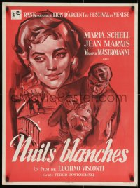 8t255 WHITE NIGHTS French 23x31 R1960s Luchino Visconti's Le Notti bianche, Maria Schell, Marcello Mastroianni