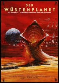 8t087 DUNE German 1984 David Lynch sci-fi epic, Berkey art of desert planet & worm!