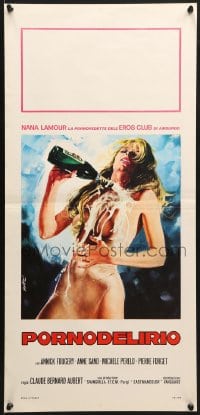 8t645 LES GRANDES JOUISSEUSES Italian locandina 1979 Mafe art of woman pouring champagne on self!