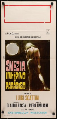 8t671 SWEDEN HEAVEN & HELL Italian locandina 1969 full-length Symeoni art of naked woman!