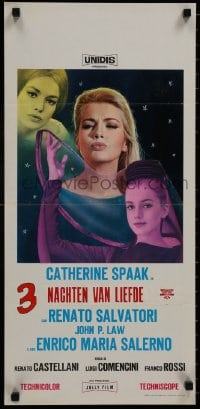 8t675 TRE NOTTI D'AMORE Italian locandina 1964 Three Nights of Love, sexy Catherine Spaak!