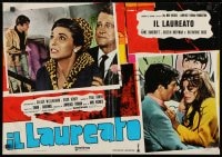 8t685 GRADUATE Italian 18x26 pbusta 1968 classic images of Dustin Hoffman & Anne Bancroft!