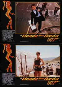 8t707 WORLD IS NOT ENOUGH group of 8 Italian 18x26 pbustas 1999 Pierce Brosnan as James Bond!