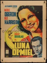 8t005 OVER THE MOON Mexican poster 1940 Merle Oberon, Harrison, Juan Antonio Vargas Ocampo art!