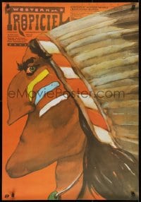 8t509 DER SCOUT Polish 27x39 1983 cool Andrzej Krzysztoforski art of Native American!
