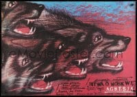 8t515 FIGHT FOR MOSCOW Polish 26x37 1989 wild Andrzej Pagowski art of wolf pack!