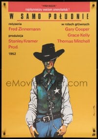 8t521 HIGH NOON Polish 27x38 R1987 Marszalek art of Gary Cooper, Fred Zinnemann cowboy classic!