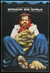 8t557 SPRAWA SIE RYPLA Polish 27x39 1984 Janusz Kidawa, creepy old woman art by Jakub Erol!
