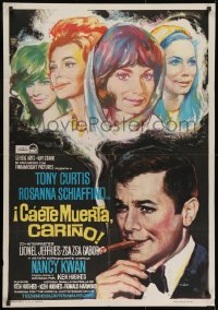 8t073 ARRIVEDERCI, BABY Spanish 1967 Tony Curtis is a ladykiller, great wacky Stevenov bomb art!