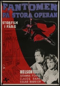 8t128 PHANTOM OF THE OPERA Swedish 1944 different art of Claude Rains by Aberg + Eddy & Foster!