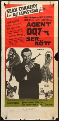 8t136 FROM RUSSIA WITH LOVE Swedish stolpe 1964 different art of Connery as James Bond, catfight!