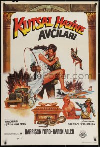 8t037 RAIDERS OF THE LOST ARK Turkish 1983 cool completely different art of Harrison Ford by Muz!