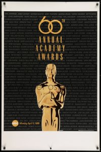 8w001 60TH ANNUAL ACADEMY AWARDS 1sh 1988 cool image of Oscar statue!