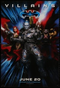 8w078 BATMAN & ROBIN advance 1sh 1997 villains Arnold Schwarzenegger & sexy Uma Thurman!