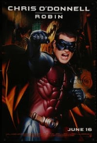 8w084 BATMAN FOREVER advance 1sh 1995 cool image of angry Chris O'Donnell as Robin!
