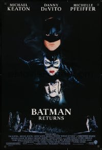 8w090 BATMAN RETURNS 1sh 1992 Michael Keaton, Danny DeVito, Michelle Pfeiffer, Tim Burton!