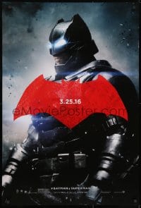 8w097 BATMAN V SUPERMAN teaser DS 1sh 2016 cool image of armored Ben Affleck in title role!