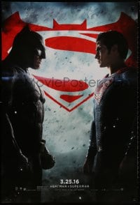 8w095 BATMAN V SUPERMAN teaser DS 1sh 2016 Ben Affleck and Henry Cavill in title roles facing off!