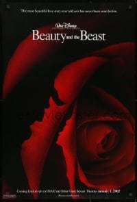 8w102 BEAUTY & THE BEAST IMAX advance DS 1sh R2002 Walt Disney cartoon classic, art of cast in rose!