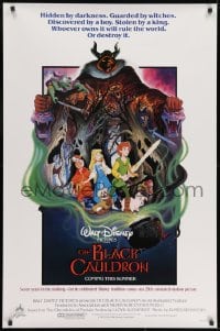 8w117 BLACK CAULDRON advance 1sh 1985 first Walt Disney CG, cool fantasy art by Paul Wenzel!