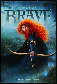 8w142 BRAVE advance DS 1sh 2012 Disney/Pixar fantasy cartoon set in Scotland, cool close image!