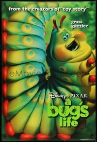 8w155 BUG'S LIFE teaser DS 1sh 1998 Walt Disney, Pixar CG cartoon, giant caterpillar!