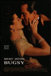 8w156 BUGSY DS 1sh 1991 close-up of Warren Beatty embracing Annette Bening!