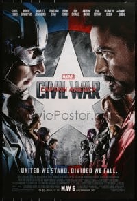 8w159 CAPTAIN AMERICA: CIVIL WAR advance DS 1sh 2016 Marvel Comics, Chris Evans, Robert Downey Jr.!