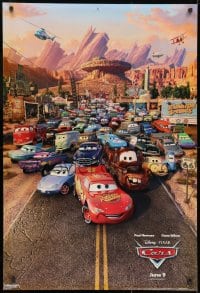 8w161 CARS advance DS 1sh 2006 Walt Disney Pixar animated automobile racing, great cast image!