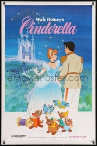 8w174 CINDERELLA 1sh R1981 Walt Disney classic romantic cartoon, image of prince & mice!