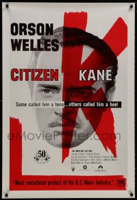 8w176 CITIZEN KANE 1sh R1991 some called Orson Welles a hero, others called him a heel!