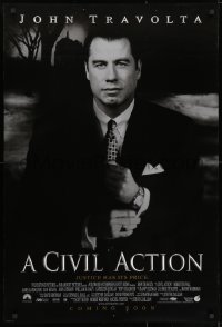 8w177 CIVIL ACTION advance DS 1sh 1998 portrait of John Travolta as attorney for leukemia victims!