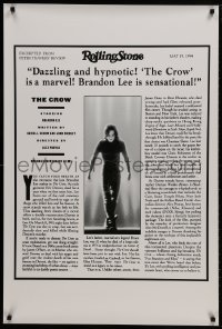 8w194 CROW 1sh 1994 Brandon Lee's final movie, Dark Horse Comics, Rolling Stone Magazine article!