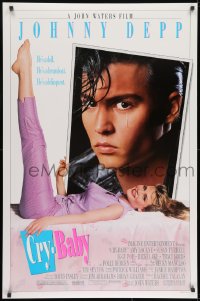 8w195 CRY-BABY DS 1sh 1990 directed by John Waters, Johnny Depp is a doll, Amy Locane