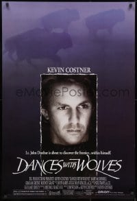 8w201 DANCES WITH WOLVES DS 1sh 1990 Kevin Costner directs & stars, image of buffalo!