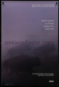 8w202 DANCES WITH WOLVES style A teaser DS 1sh 1990 Kevin Costner directs & stars, image of buffalo!