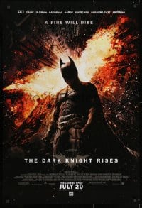 8w207 DARK KNIGHT RISES advance DS 1sh 2012 Christian Bale as Batman, a fire will rise!
