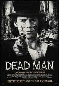 8w219 DEAD MAN 1sh 1996 great image of Johnny Depp pointing gun, Jim Jarmusch's mystic western!