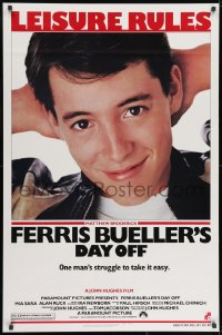8w286 FERRIS BUELLER'S DAY OFF 1sh 1986 c/u of Matthew Broderick in John Hughes teen classic!