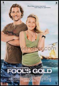 8w300 FOOL'S GOLD advance 1sh 2008 cool image of Matthew McConaughey & sexy Kate Hudson!
