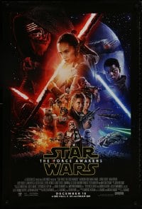 8w301 FORCE AWAKENS int'l advance DS 1sh 2015 Star Wars: Episode VII, Ford, Fisher, cool montage!